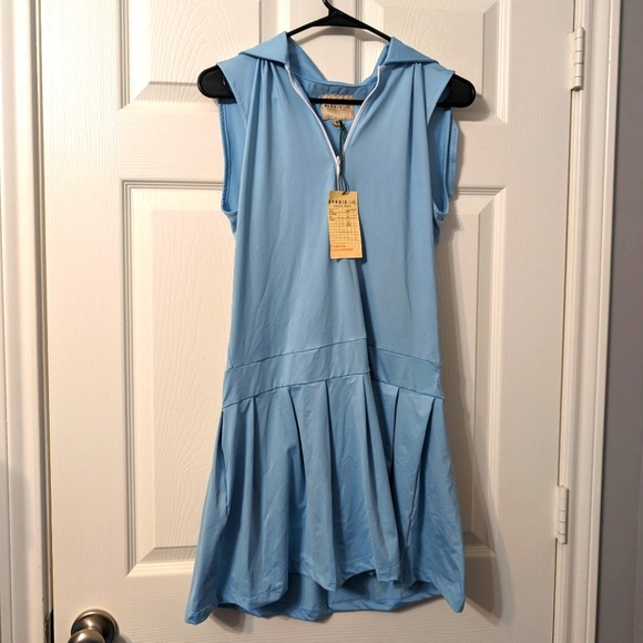 NWT Golf Dress Spandex Blend Baby Blue Dress with Pleated Skirt - Picture 1 of 4
